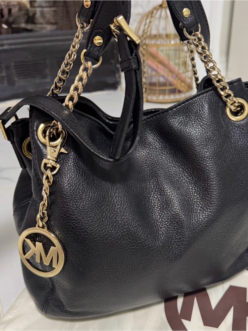 Michael Kors Black Pebbled Shoulder /crossbody with Gold Hardware.  W/ dust bag